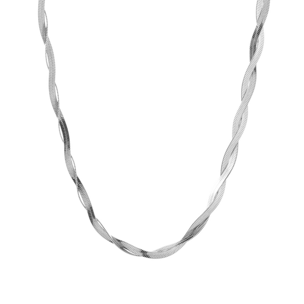 Braided Snake Necklace Zilver