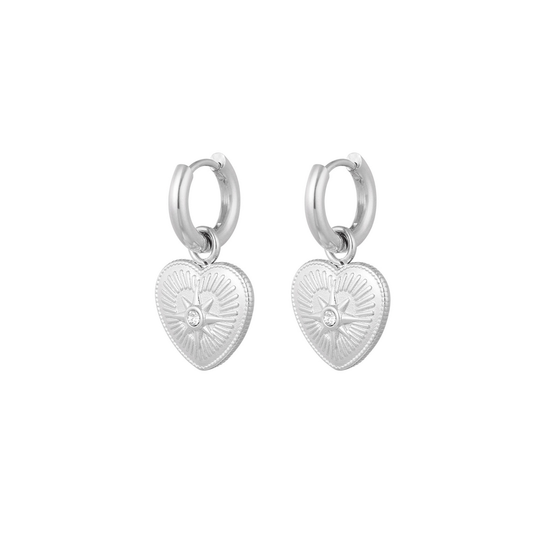Shiny Heart Earrings Zilver