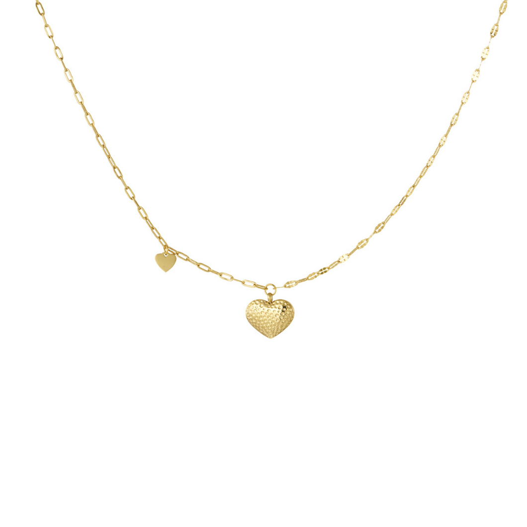 Dotted Heart Necklace Goud