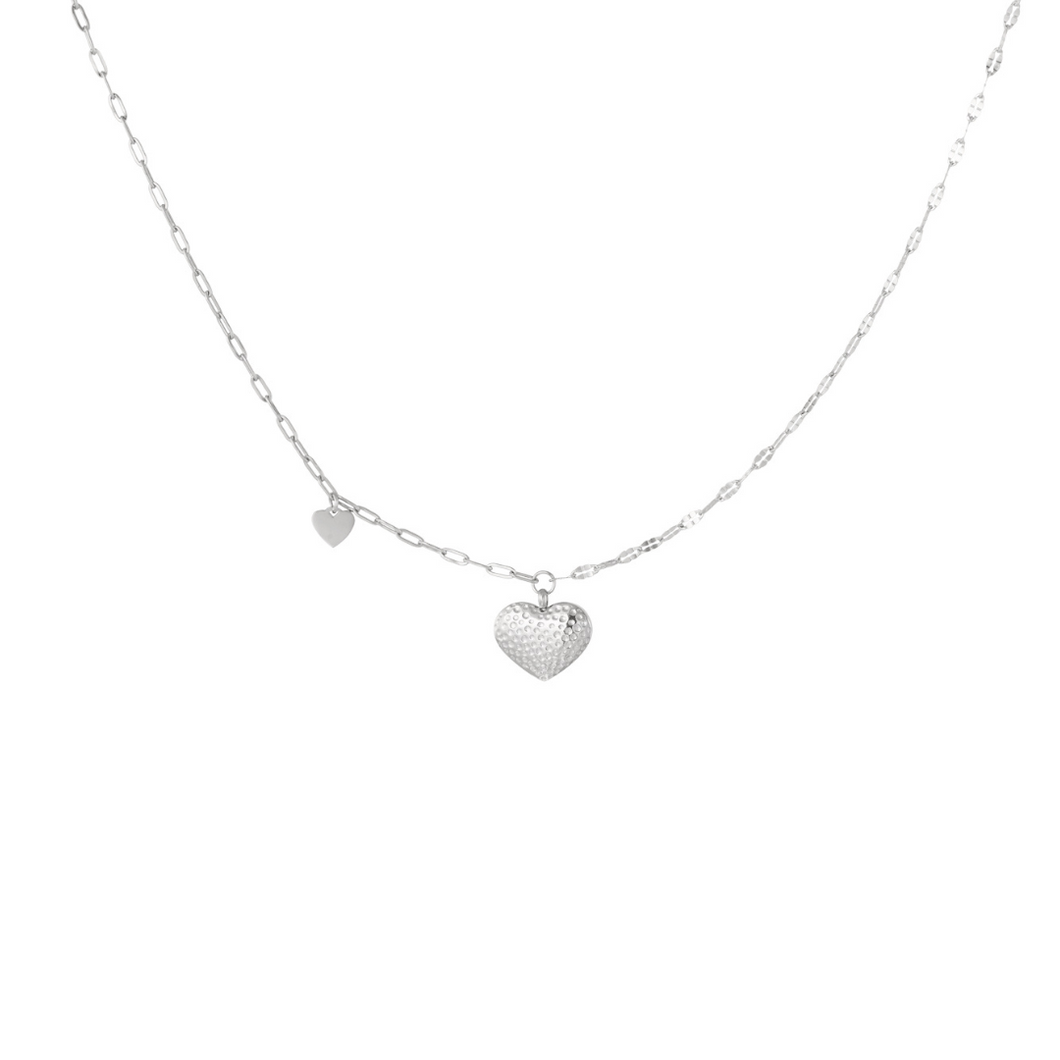 Dotted Heart Necklace Zilver