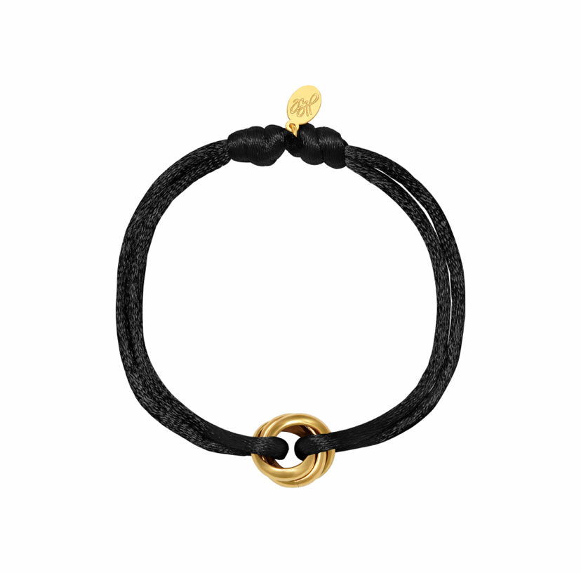 Satin Knot Bracelet Black & Gold
